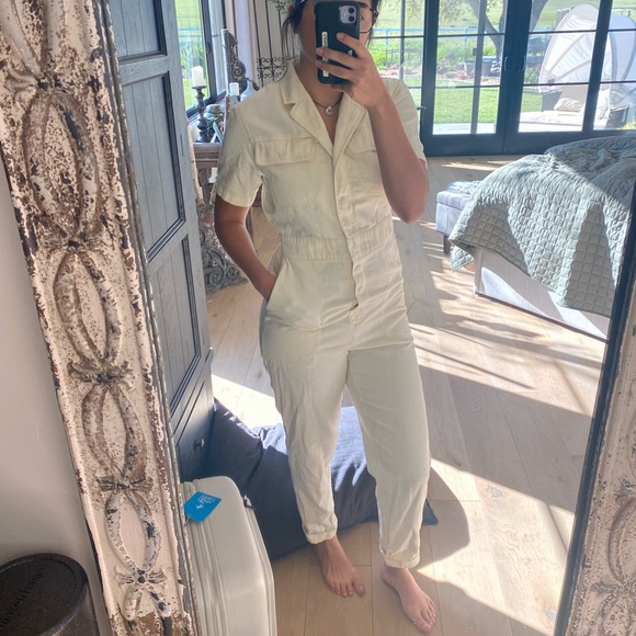 urban outfitters lizzy coverall white jumpsuit - Picture 3 of 6